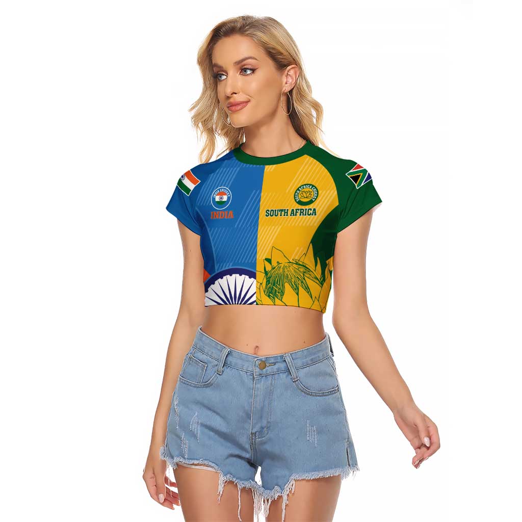 Custom India And South Africa Cricket Raglan Cropped T Shirt 2024 Together Dynamic Version