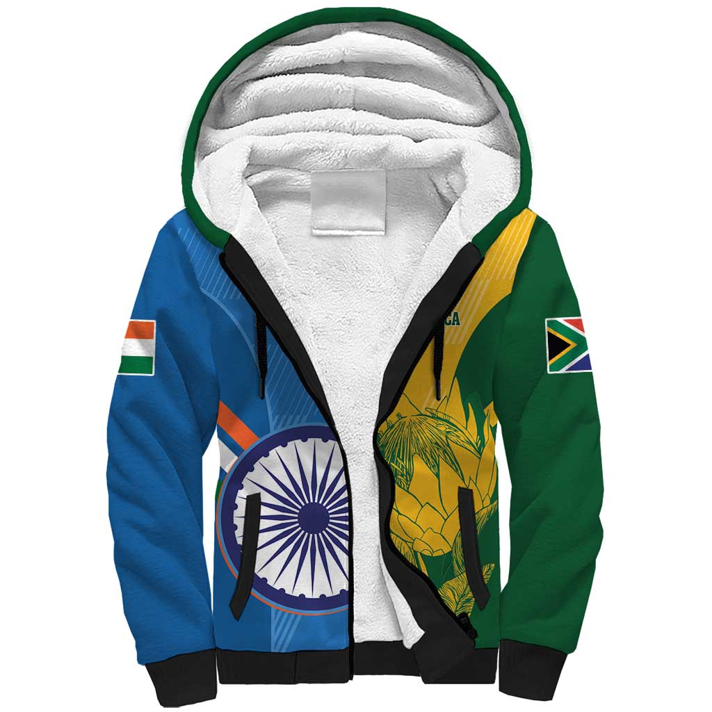 Custom India And South Africa Cricket Sherpa Hoodie 2024 Together Dynamic Version