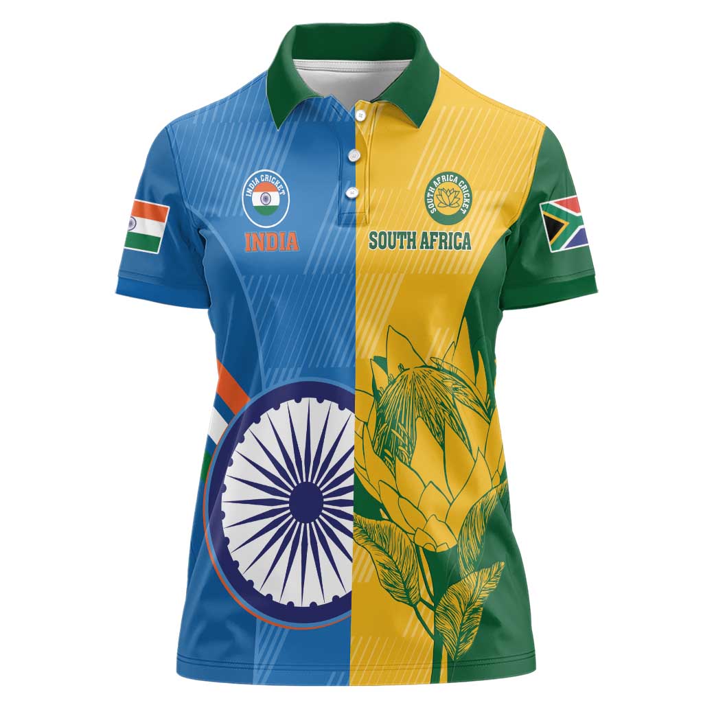 Custom India And South Africa Cricket Women Polo Shirt 2024 Together Dynamic Version - Wonder Print Shop