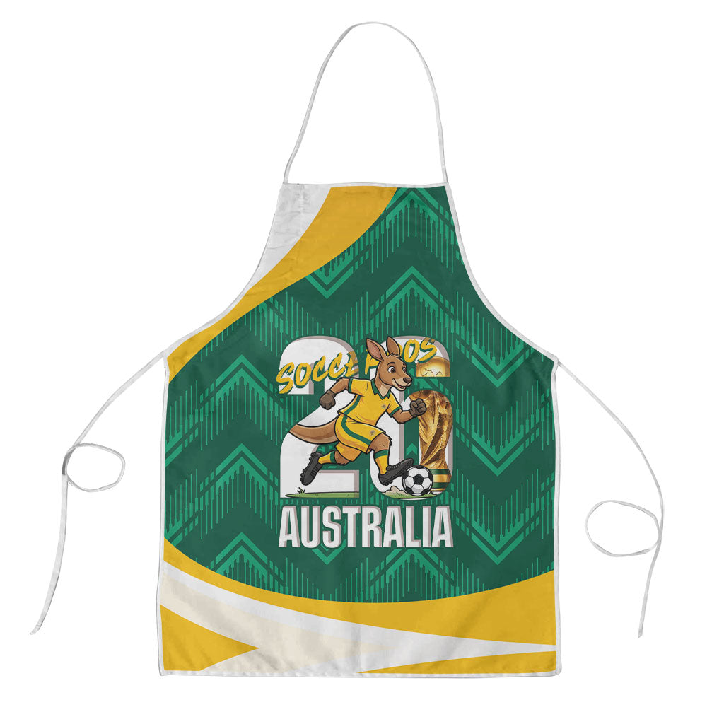 Australia 2026 Soccer Apron Go Socceroos Kangaroo Mascot Green Sporty