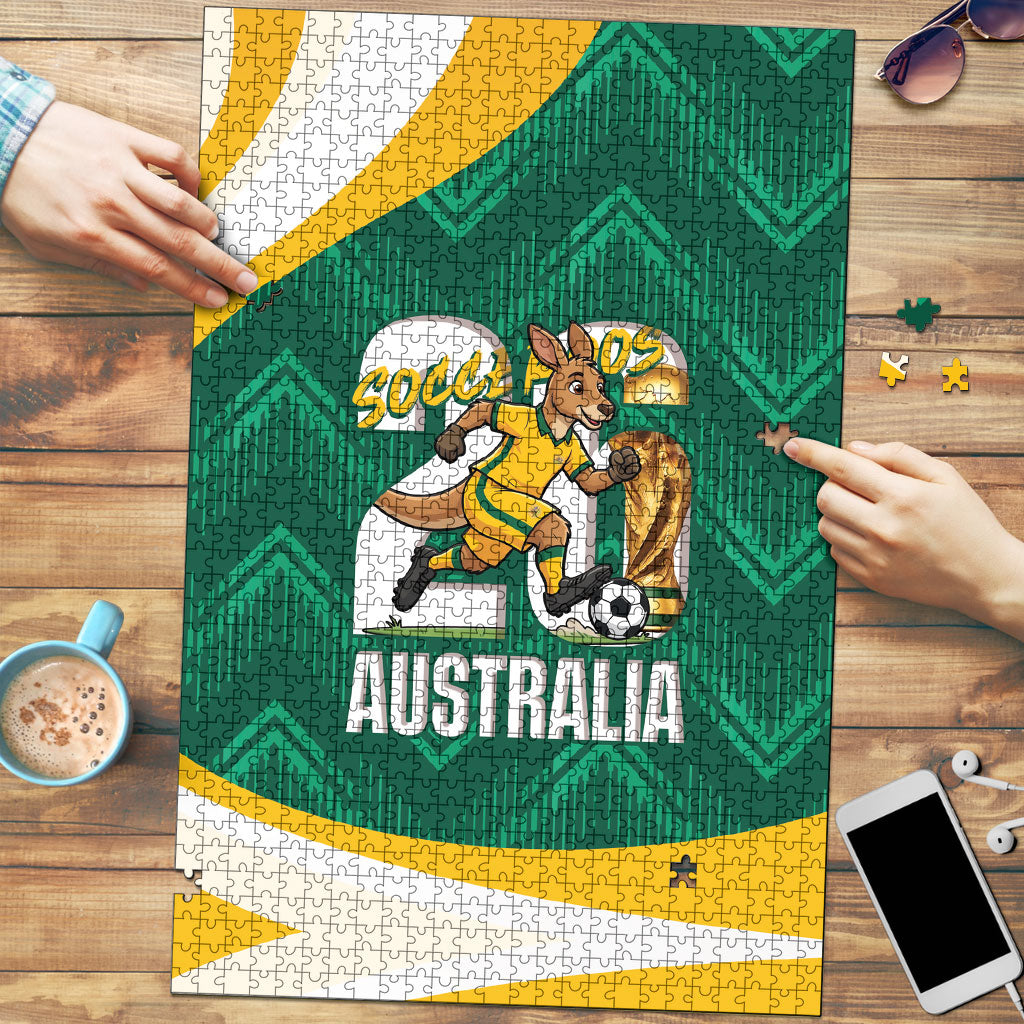Australia 2026 Soccer Puzzle Go Socceroos Kangaroo Mascot Green Sporty