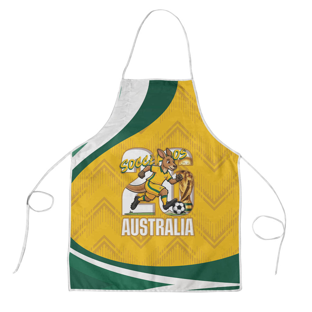 Australia 2026 Soccer Apron Go Socceroos Kangaroo Mascot Yellow Sporty