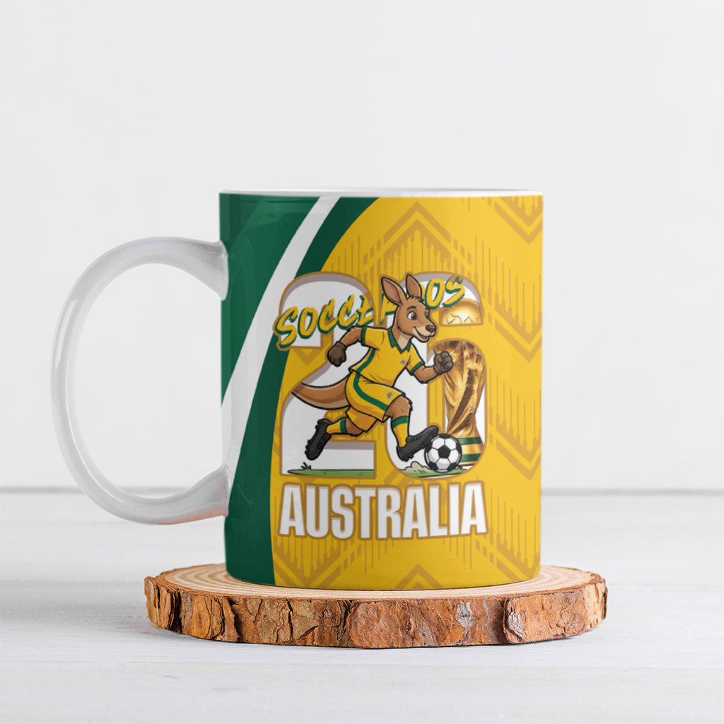 Australia 2026 Soccer Custom Ceramic Mug Go Socceroos Kangaroo Mascot Yellow Sporty