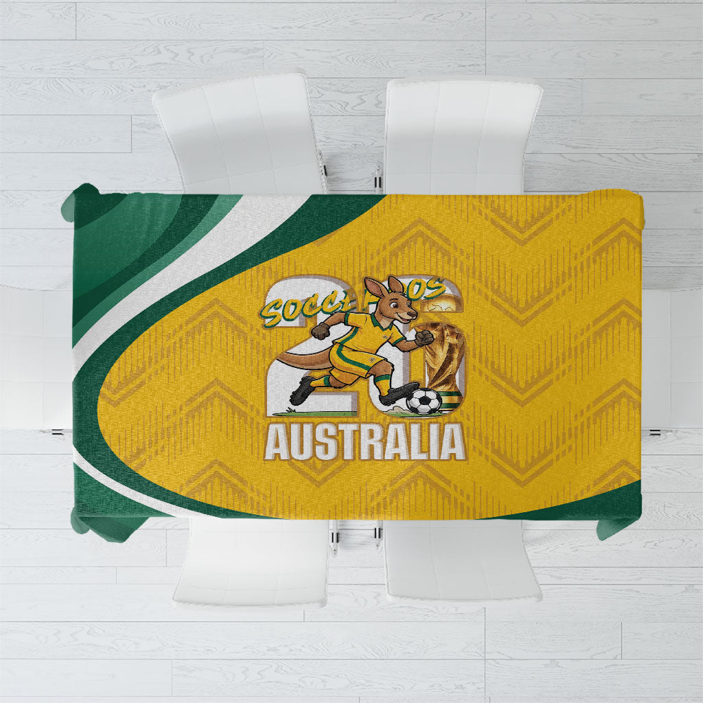 Australia 2026 Soccer Tablecloth Go Socceroos Kangaroo Mascot Yellow Sporty