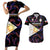 Philippines Football Couples Matching Short Sleeve Bodycon Dress and Hawaiian Shirt 2023 World Cup Go Filipinas Feather Black Version - Wonder Print Shop