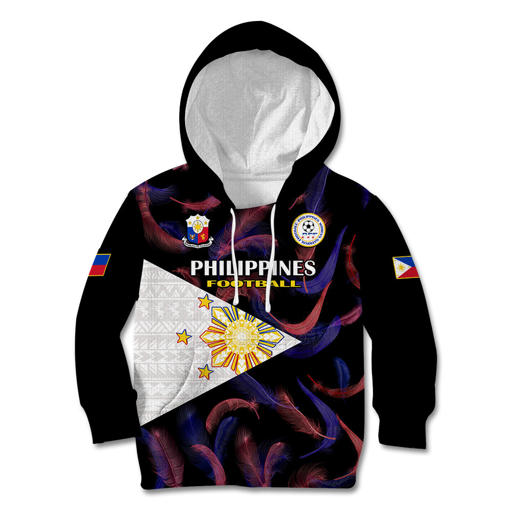 Philippines Football Kid Hoodie 2023 World Cup Go Filipinas Feather Black Version - Wonder Print Shop