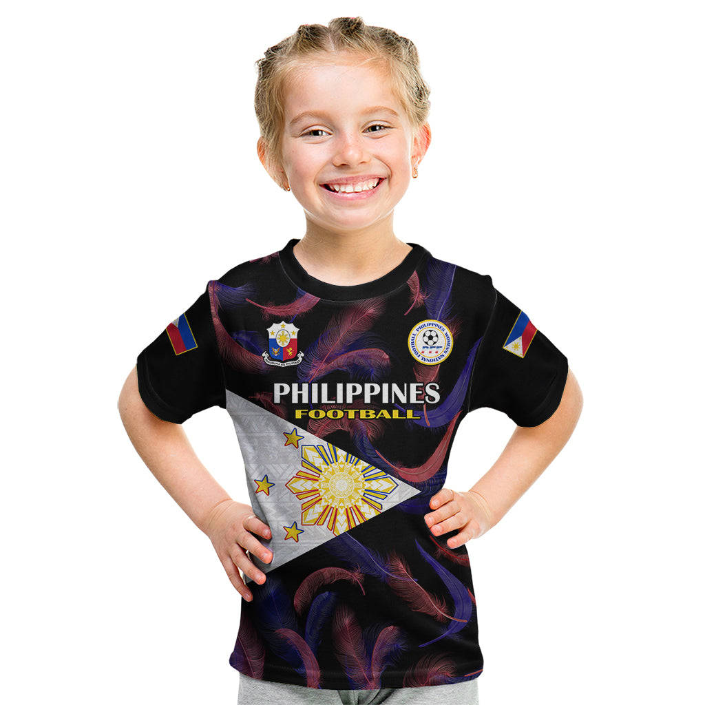 Philippines Football Kid T Shirt 2023 World Cup Go Filipinas Feather Black Version - Wonder Print Shop