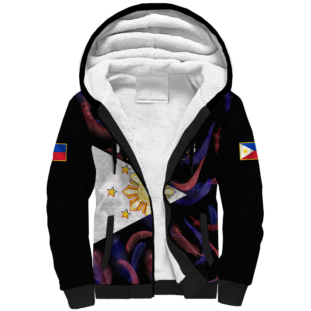 Philippines Football Sherpa Hoodie 2023 World Cup Go Filipinas Feather Black Version - Wonder Print Shop