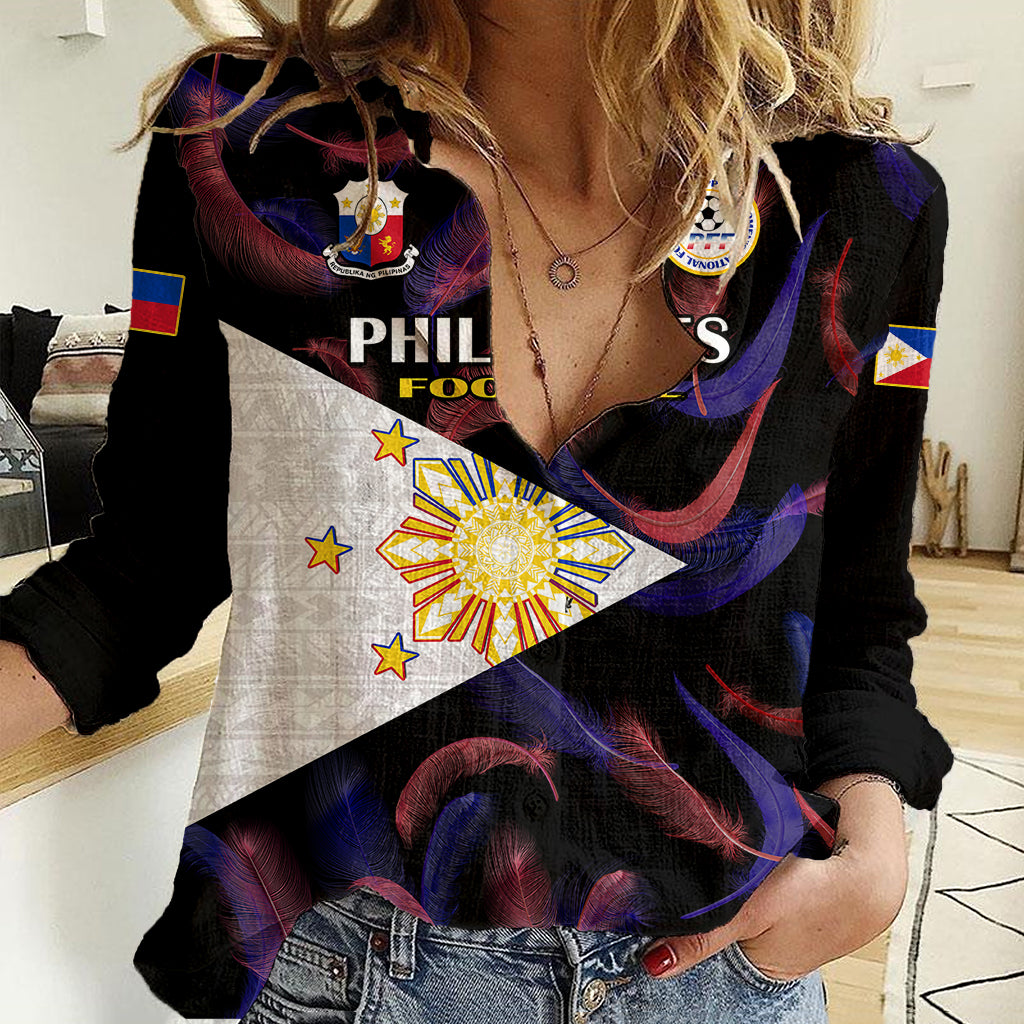 Philippines Football Women Casual Shirt 2023 World Cup Go Filipinas Feather Black Version - Wonder Print Shop