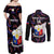 Custom Philippines Football Couples Matching Off Shoulder Maxi Dress and Long Sleeve Button Shirts 2023 World Cup Go Filipinas Feather Black Version - Wonder Print Shop