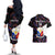 Custom Philippines Football Couples Matching Off The Shoulder Long Sleeve Dress and Hawaiian Shirt 2023 World Cup Go Filipinas Feather Black Version - Wonder Print Shop