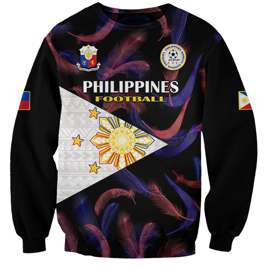 Custom Philippines Football Sweatshirt 2023 World Cup Go Filipinas Feather Black Version - Wonder Print Shop