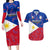 Philippines Football Couples Matching Long Sleeve Bodycon Dress and Hawaiian Shirt 2023 World Cup Go Filipinas Feather Flag Version - Wonder Print Shop