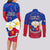 Philippines Football Couples Matching Long Sleeve Bodycon Dress and Long Sleeve Button Shirts 2023 World Cup Go Filipinas Feather Flag Version - Wonder Print Shop