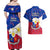 Philippines Football Couples Matching Off Shoulder Maxi Dress and Hawaiian Shirt 2023 World Cup Go Filipinas Feather Flag Version - Wonder Print Shop