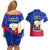 Philippines Football Couples Matching Off Shoulder Short Dress and Hawaiian Shirt 2023 World Cup Go Filipinas Feather Flag Version - Wonder Print Shop