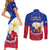 Philippines Football Couples Matching Short Sleeve Bodycon Dress and Long Sleeve Button Shirts 2023 World Cup Go Filipinas Feather Flag Version - Wonder Print Shop