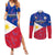 Philippines Football Couples Matching Summer Maxi Dress and Long Sleeve Button Shirts 2023 World Cup Go Filipinas Feather Flag Version - Wonder Print Shop