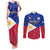 Philippines Football Couples Matching Tank Maxi Dress and Long Sleeve Button Shirts 2023 World Cup Go Filipinas Feather Flag Version - Wonder Print Shop