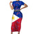 Philippines Football Short Sleeve Bodycon Dress 2023 World Cup Go Filipinas Feather Flag Version - Wonder Print Shop