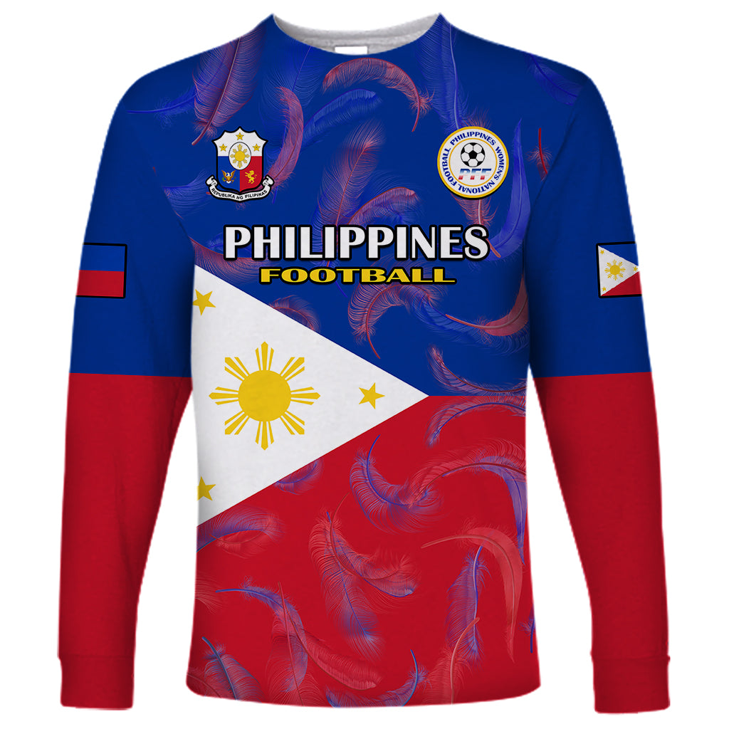 Custom Philippines Football Long Sleeve Shirt 2023 World Cup Go Filipinas Feather Flag Version - Wonder Print Shop