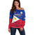 Custom Philippines Football Off Shoulder Sweater 2023 World Cup Go Filipinas Feather Flag Version - Wonder Print Shop