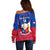 Custom Philippines Football Off Shoulder Sweater 2023 World Cup Go Filipinas Feather Flag Version - Wonder Print Shop