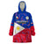 Custom Philippines Football Wearable Blanket Hoodie 2023 World Cup Go Filipinas Feather Flag Version - Wonder Print Shop