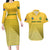 South Africa Soccer Couples Matching Long Sleeve Bodycon Dress and Hawaiian Shirt 2023 World Cup Go Banyana Banyana Yellow - Wonder Print Shop