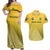 South Africa Soccer Couples Matching Off Shoulder Maxi Dress and Hawaiian Shirt 2023 World Cup Go Banyana Banyana Yellow - Wonder Print Shop