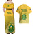 South Africa Soccer Couples Matching Off Shoulder Maxi Dress and Hawaiian Shirt 2023 World Cup Go Banyana Banyana Yellow - Wonder Print Shop