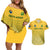 South Africa Soccer Couples Matching Off Shoulder Short Dress and Hawaiian Shirt 2023 World Cup Go Banyana Banyana Yellow - Wonder Print Shop