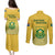 South Africa Soccer Couples Matching Puletasi Dress and Long Sleeve Button Shirts 2023 World Cup Go Banyana Banyana Yellow - Wonder Print Shop