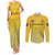 South Africa Soccer Couples Matching Tank Maxi Dress and Long Sleeve Button Shirts 2023 World Cup Go Banyana Banyana Yellow - Wonder Print Shop