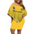 South Africa Soccer Off Shoulder Short Dress 2023 World Cup Go Banyana Banyana Yellow - Wonder Print Shop