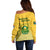 South Africa Soccer Off Shoulder Sweater 2023 World Cup Go Banyana Banyana Yellow - Wonder Print Shop