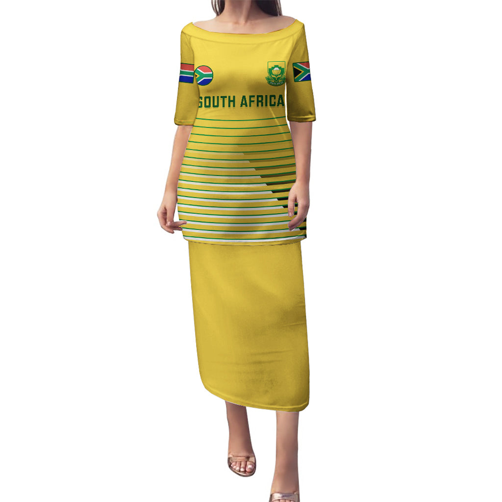 South Africa Soccer Puletasi 2023 World Cup Go Banyana Banyana Yellow - Wonder Print Shop