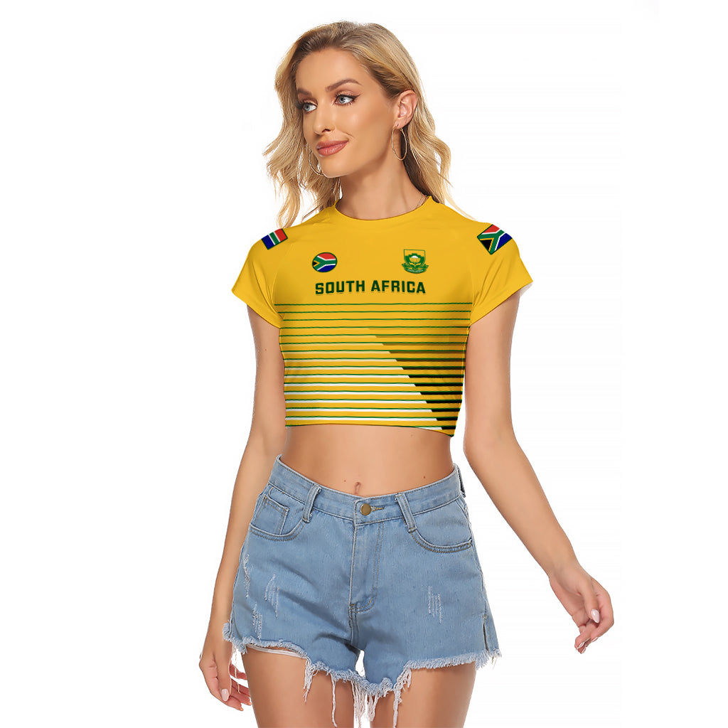 South Africa Soccer Raglan Cropped T Shirt 2023 World Cup Go Banyana Banyana Yellow - Wonder Print Shop