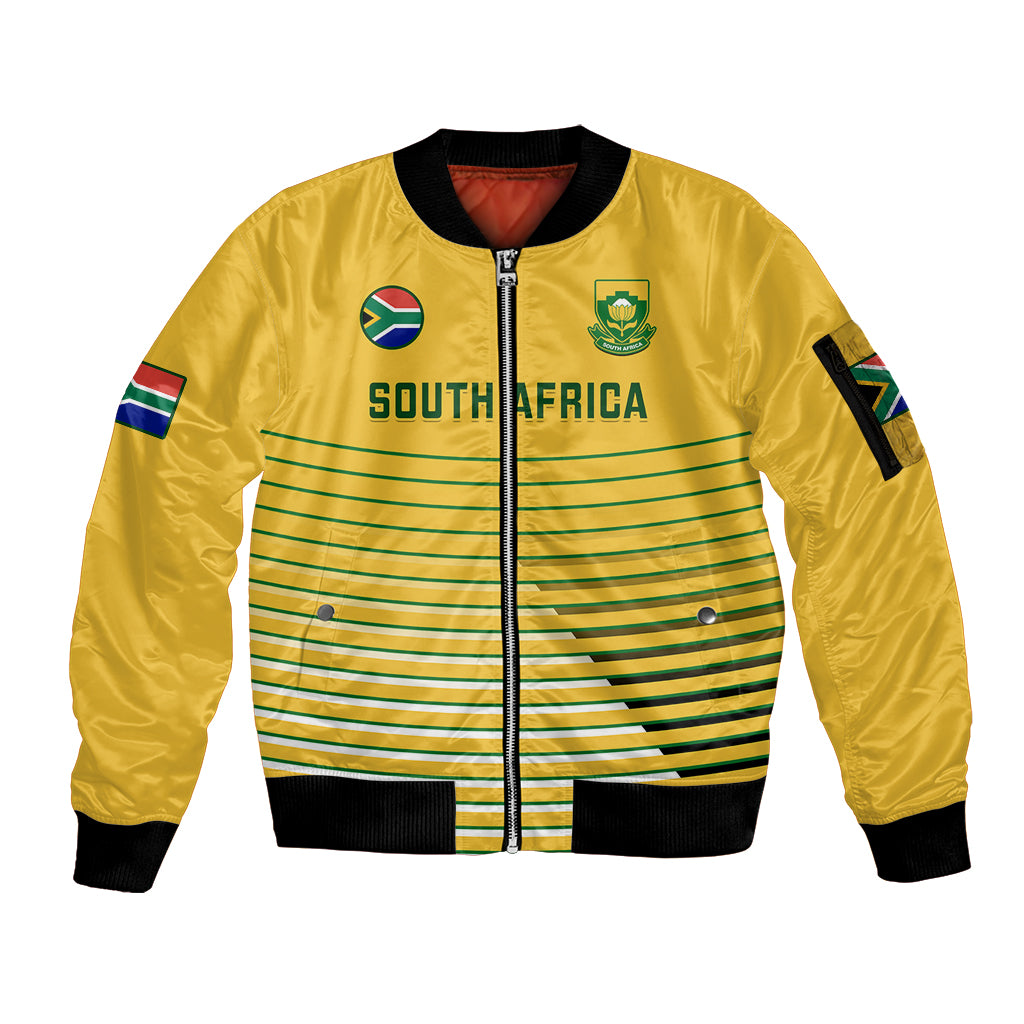 South Africa Soccer Sleeve Zip Bomber Jacket 2023 World Cup Go Banyana Banyana Yellow - Wonder Print Shop