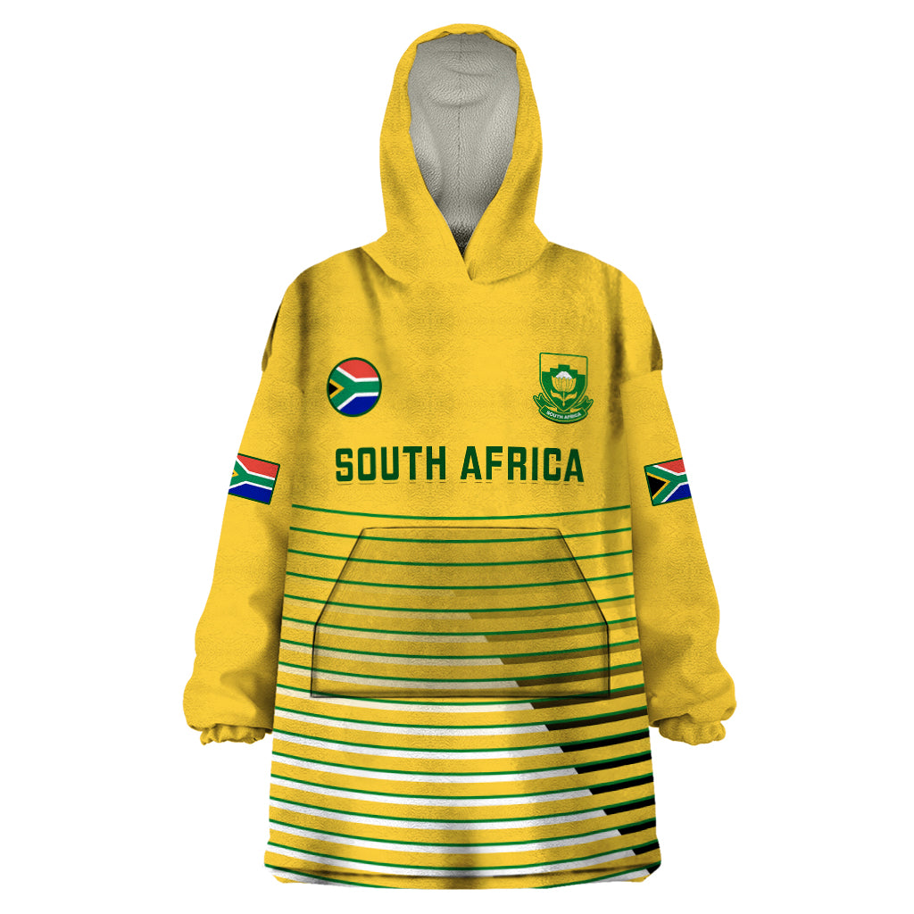 South Africa Soccer Wearable Blanket Hoodie 2023 World Cup Go Banyana Banyana Yellow - Wonder Print Shop