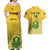 Custom South Africa Soccer Couples Matching Off Shoulder Maxi Dress and Hawaiian Shirt 2023 World Cup Go Banyana Banyana Yellow - Wonder Print Shop