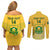 Custom South Africa Soccer Couples Matching Off Shoulder Short Dress and Long Sleeve Button Shirts 2023 World Cup Go Banyana Banyana Yellow - Wonder Print Shop