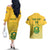 Custom South Africa Soccer Couples Matching Off The Shoulder Long Sleeve Dress and Hawaiian Shirt 2023 World Cup Go Banyana Banyana Yellow - Wonder Print Shop