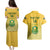 Custom South Africa Soccer Couples Matching Puletasi Dress and Hawaiian Shirt 2023 World Cup Go Banyana Banyana Yellow - Wonder Print Shop