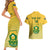 Custom South Africa Soccer Couples Matching Short Sleeve Bodycon Dress and Hawaiian Shirt 2023 World Cup Go Banyana Banyana Yellow - Wonder Print Shop