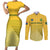 Custom South Africa Soccer Couples Matching Short Sleeve Bodycon Dress and Long Sleeve Button Shirts 2023 World Cup Go Banyana Banyana Yellow - Wonder Print Shop