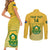 Custom South Africa Soccer Couples Matching Short Sleeve Bodycon Dress and Long Sleeve Button Shirts 2023 World Cup Go Banyana Banyana Yellow - Wonder Print Shop