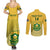 Custom South Africa Soccer Couples Matching Summer Maxi Dress and Long Sleeve Button Shirts 2023 World Cup Go Banyana Banyana Yellow - Wonder Print Shop