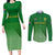 South Africa Soccer Couples Matching Long Sleeve Bodycon Dress and Long Sleeve Button Shirts 2023 World Cup Go Banyana Banyana Green - Wonder Print Shop