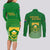 South Africa Soccer Couples Matching Long Sleeve Bodycon Dress and Long Sleeve Button Shirts 2023 World Cup Go Banyana Banyana Green - Wonder Print Shop